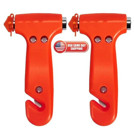 2Pack Car Escape Tool Mini Emergency Safety Hammer Belt Window Breaker Cutter