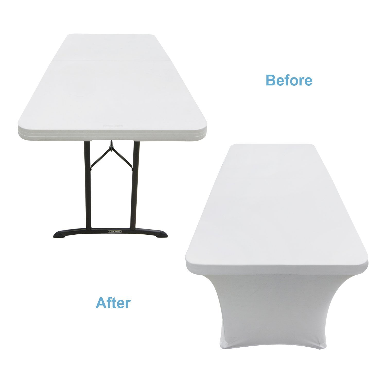 White Table Cloths, Fitted Tablecloth Cover, 6 ft, White, Rectangular