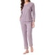 thumbnail image 2 of INSPIRAR CHIC Pijamas de Algodón para Mujeres, Conjuntos de Ropa de Dormir de Manga Larga con Pantalones y Bolsillos, Talla XL, Color Púrpura, 2 of 6