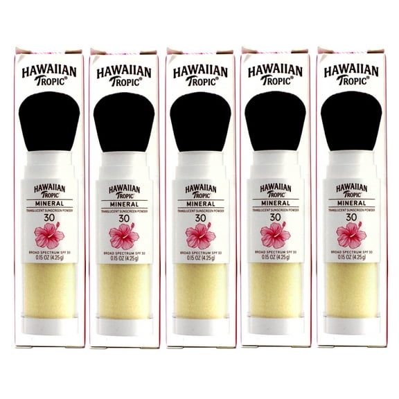5 Pack - Hawaiian Tropic Mineral Skin Nourishing Sunscreen Powder Brush - SPF 30 - 0.15oz