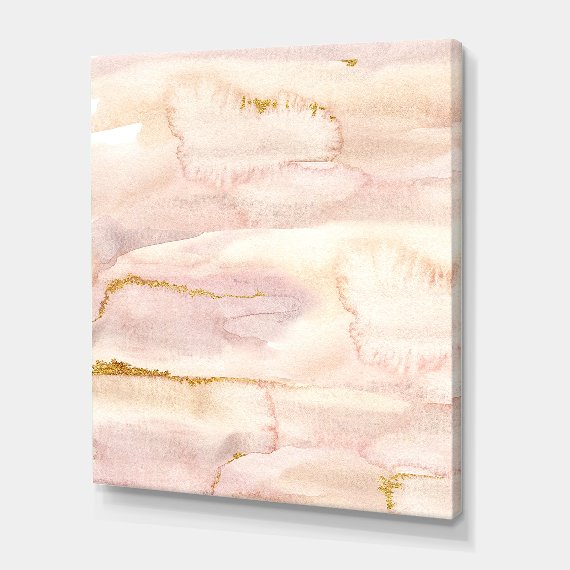Pastel Abstract With Beige Pink and Yelllow Spots 8 in x 12 in Painting Canvas Art Print, by Designart