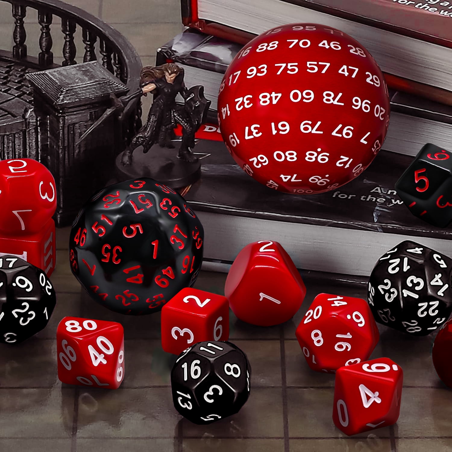 SWAJUJA 3 Set Complete D3-D100 DND Polyhedral Dice Set 100 Sided Dice Multisided D100 Dice for Role Playing Table Games Party (Black & Purple, Black & White, Purple & White)