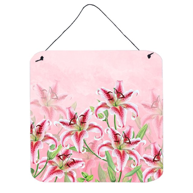s Treasures Pink Lillies Door Hanging Prints wall-decor Caroline's Treasures BB7446DS66