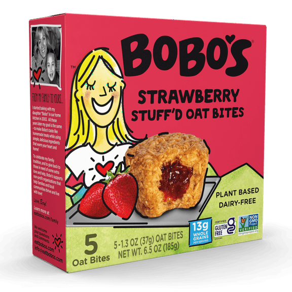 Pack of 2 Bobo's Oat Bites, Strawberry Stuff'd, 5 Pack of 1.3oz bars