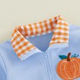 thumbnail image 6 of Toddler Baby Boy Girl Halloween Sweatshirt Pumpkin Embroidery Quarter Zip Collar Long Sleeve Shirt Tops Fall Winter Clothes 1-5T, 6 of 9