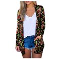 thumbnail image 2 of Lilgiuy Women's Christmas Printed Coat Long Sleeve Cardigan With Pocket Loose Casual Blouse Tops Black ，12（XXL） Fall Fashion for 2022 Spring Winter, 2 of 5