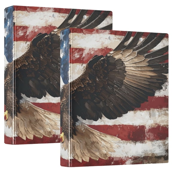 WOBOGO American Patriotic Faith File Folders Extra Large Capacity to Hold 200 Sheets of Documents Hard Shell Ring Binder for School Home Office