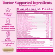 Pink Stork Premium Prenatal Multivitamin Supplements with Folate, Probiotics, Biotin - 60 Capsules