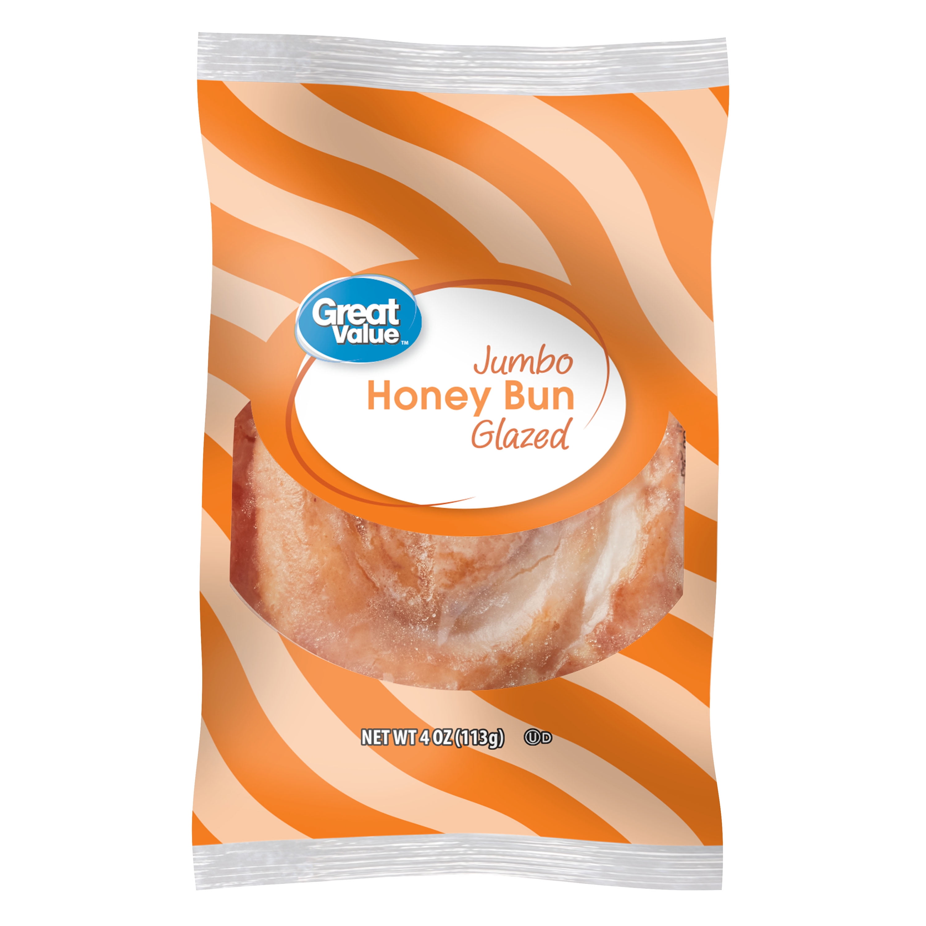 Great Value Jumbo Glazed Honey Bun, 4 oz