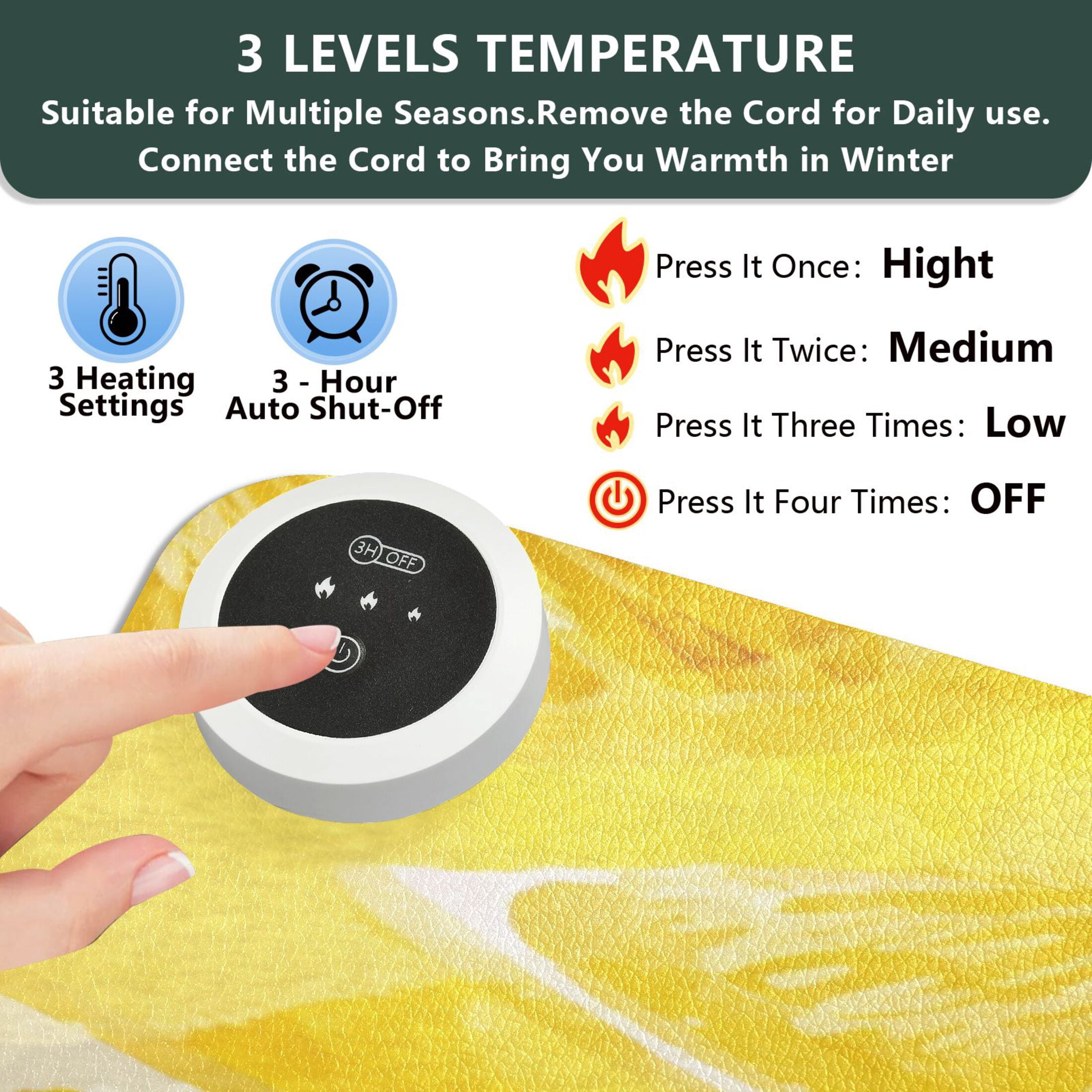 Large Heated Desk Mat Mouse Pad 31.5"x13"PU Leather Graphene Heating Desk Warmer with 3 Temperature Settings 110V US Plug Non-Slip Warm Pad for Home, Office, and Gaming Retro Lemon Slice Pattern