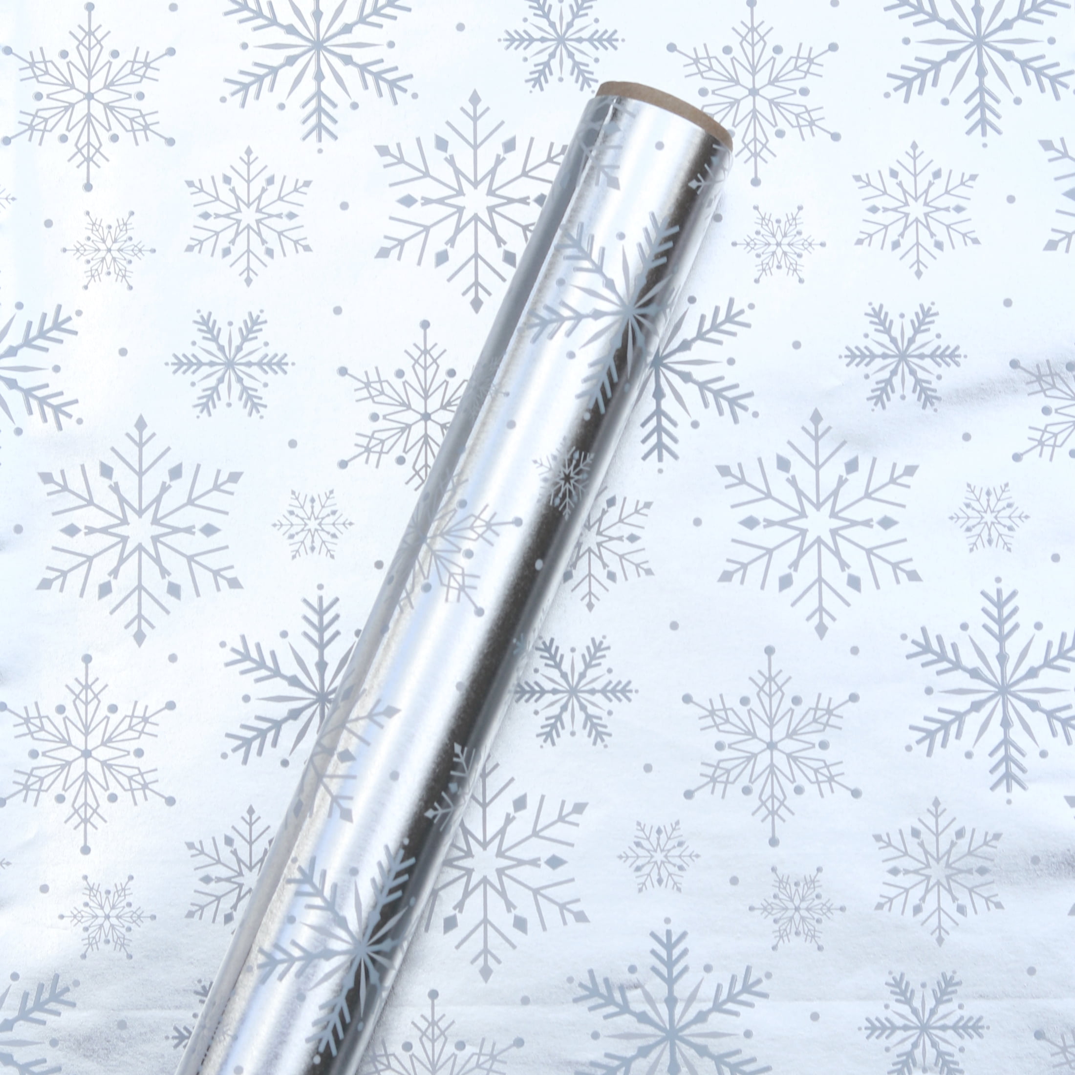 Holiday Time Blue and Silver Foil Reversible Christmas Wrapping Paper, 3 Roll, 50 Sq ft