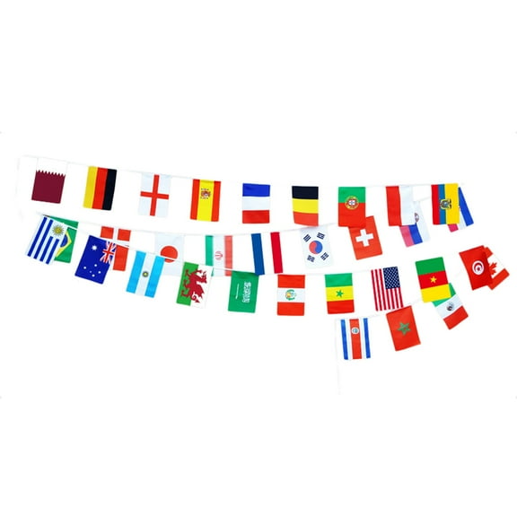 Tyeign 2022 World Cup Mini Hand Flags Set, 32 Country Polyester Pennants 8.3X5.5 in for Sports Bar, International Party, Classroom, 1Pc World Cup Flag, 1Pc World Cup Flag