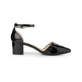 thumbnail image 3 of BLISSFUL STEP Women's Closed Pointed Toe Ankle Strap Low Block Heels Pumps, 3 of 8