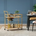 thumbnail image 2 of Furmax Mobile Bar Cart, Modern, Industrial, With Wine Rack, Glass Holder, and Wood Storage Shelves, Ideal for Living Room, Kitchen, Bar, Restaurants, and Parties, Golden, 2 of 7