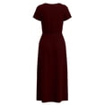thumbnail image 7 of BRGZLK Womens Summer Modest Work Casual Solid Color Midi Knee Dress Pocket Short Sleeve Teacher Outfits Spring Travel Clothes, 7 of 7