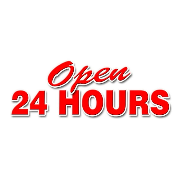 48" OPEN 24 HOURS DECAL sticker service store restaurant bar