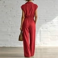 thumbnail image 6 of Womens V Neck Casual Dressy Jumpsuits Smocked Zip Up Sleeveless Wide Leg Jumpsuit Summer Teacher Work Outfit Red S(S), 6 of 7