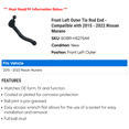 thumbnail image 2 of Front Left Outer Tie Rod End - Compatible with 2015 - 2022 Nissan Murano 2016 2017 2018 2019 2020 2021, 2 of 2