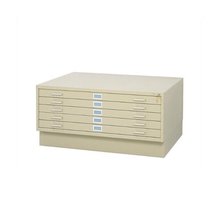 Safco 5 Drawer Flat File Cabinet With Closed Base In Brown