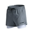 thumbnail image 4 of Men's 2-in-1 Running Shorts Quick Drying Breathable Active Training Exercise Jogging Cycling Shorts with Longer Liner Black 3XL Height 185-190cm, 4 of 6