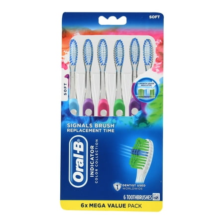 Oral-B Indicator Contour Clean Toothbrushes, Soft, 6 (Best Toothbrush For Edges)