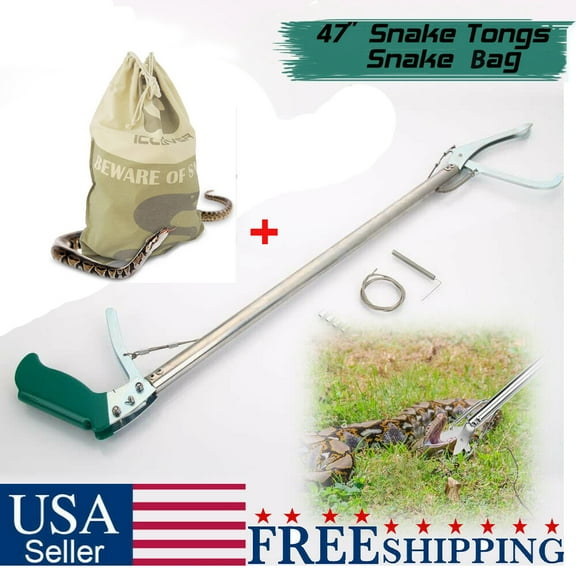 Ayamaya 47” Snake Catcher Snake Bag, Collapsible Extra Heavy Duty Reptile Grabber Tongs Stick Rattlesnake Handling Tool