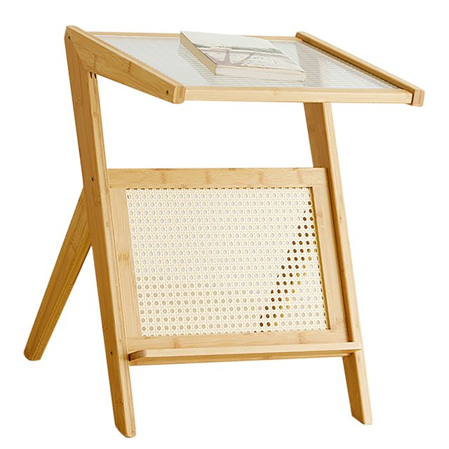 Side Table, Fine Workmanship Glass Tabletop Modern Table for Living Room