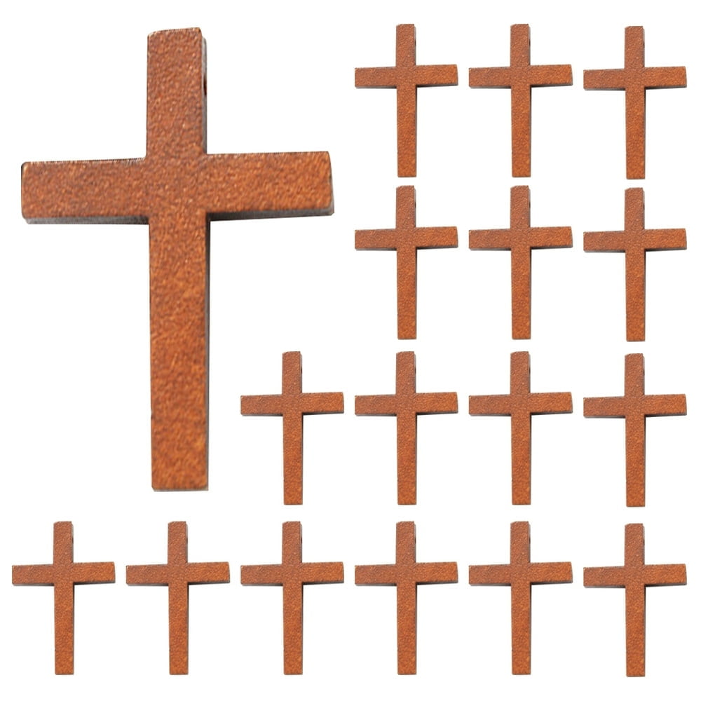 Lot De 100 Petites Croix En Bois De 3 X 4,4 Cm Pour Travaux Manuels, Croix De Poche En Vrac, Mini Croix Avec Petit Trou, Pendentif Pour Projets