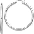 thumbnail image 1 of Sterling Silver Rhodium-Plated 3mm Round Hoop Earrings (47 X 45) Made In Mexico qe814, 1 of 5