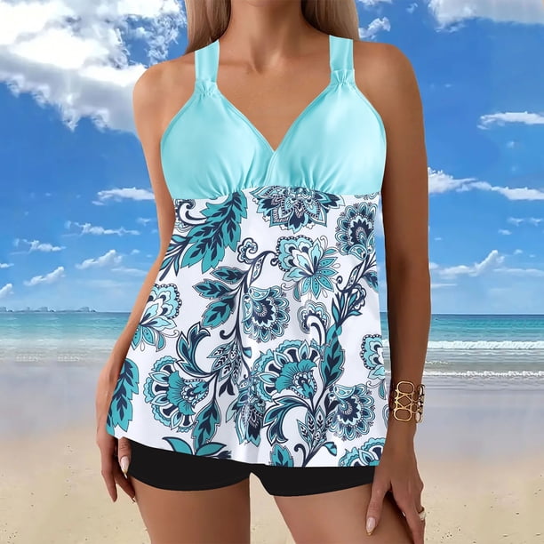 Traje de baño para mujer Traje de baño dividido con estampado grande para mujer Falda de bikini Traje de baño dividido Trajes de baño para mujer