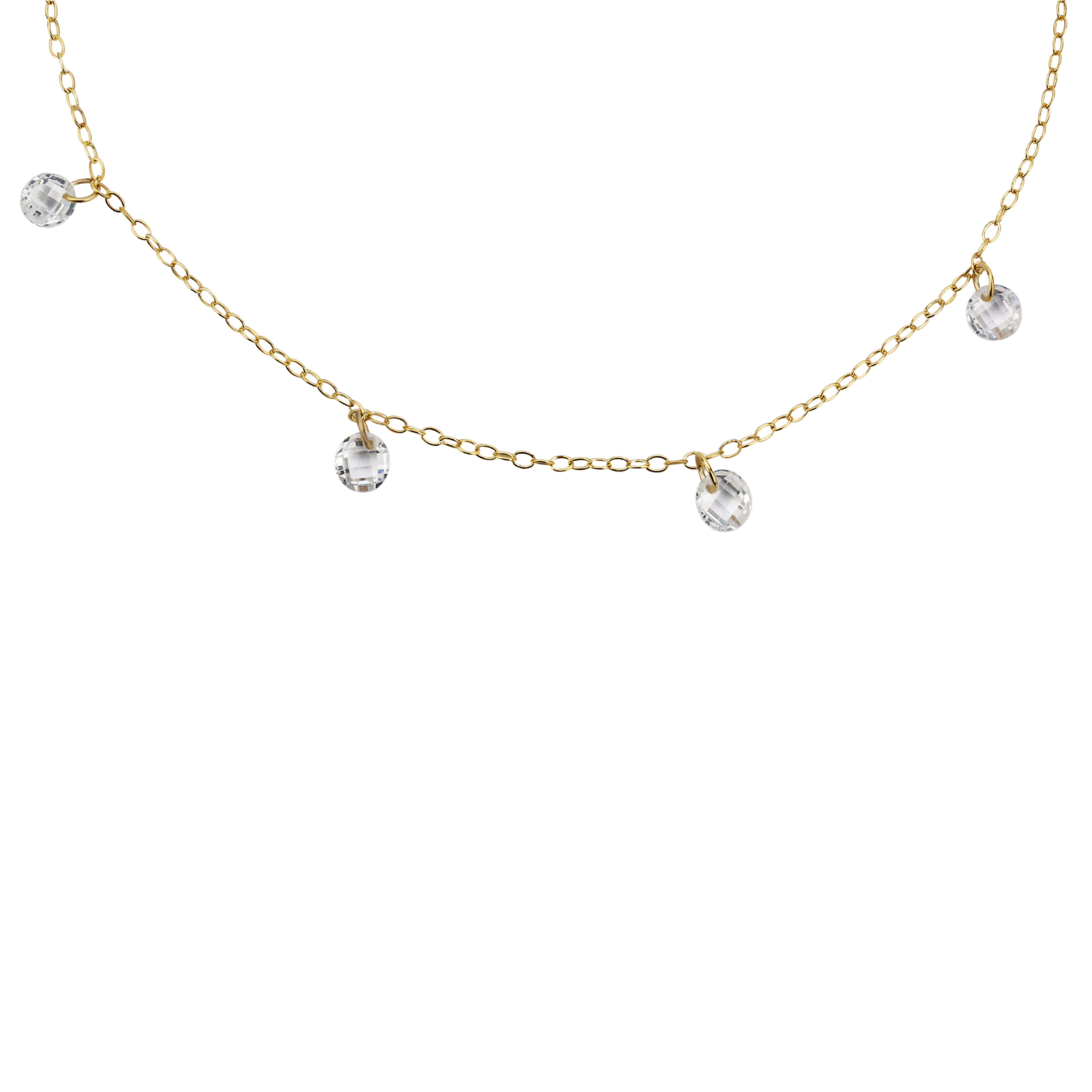 Brilliance Fine Jewelry Women's Simulated Diamond Anklet in 14KT Gold Plated Sterling Silver