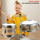thumbnail image 3 of Set de Batería para Niños Premium Pyle, Kit para Principiantes Junior de 3 Piezas con Bombo de 13", Incluye Redoblante, Tom, Platillo, Trono Ajustable, Silenciadores y Baquetas, Natural, 3 of 7