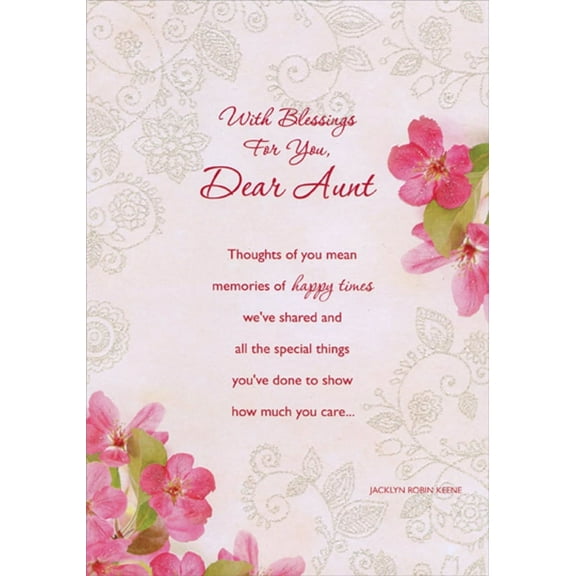 Designer Greetings Memories of Happy Times: Flowers and Vines Inspirational / Religious Birthday Card for Aunt