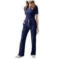 thumbnail image 2 of FNFYFH Scrubs for Women Sets Soft Stretch V-Neck Scrub Tops and Straight Cargo Pants Short Sleeve Nurse Uniform Workwear Outfits, 2 of 2