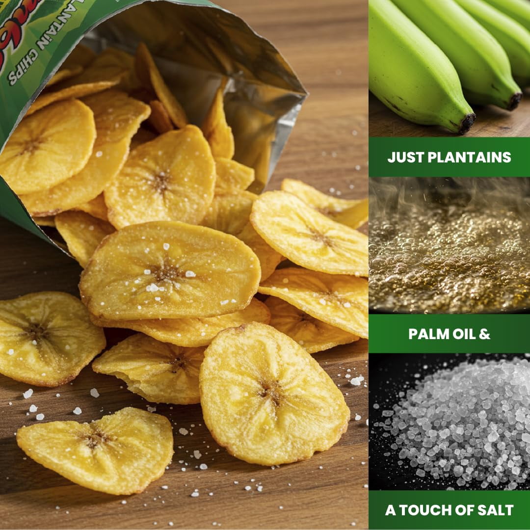 Gembos Original Plantain Chips, Salty Snack, 5.29 oz, 6 Pack