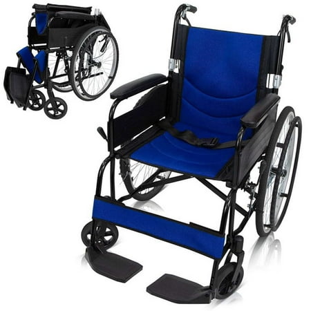 Vive Ultra-Lightweight Foldable Air Frame Wheelchair with Adjustable Footrest & 22” Wheels