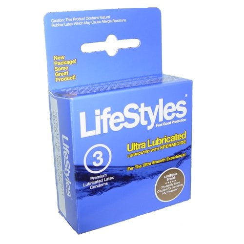 Lifestyle Ultra Lubricated with Spermicide Condoms, 3 Ct, 3 Pack