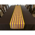 thumbnail image 3 of Cotton Print Table Runner 1 Inch Wide Stripes Yellow and Purple, 3 of 3