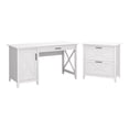 thumbnail image 2 of Bush Furniture Key West 54W Computer Desk with Storage and 2 Drawer Lateral File Cabinet in Pure White Oak, 2 of 8
