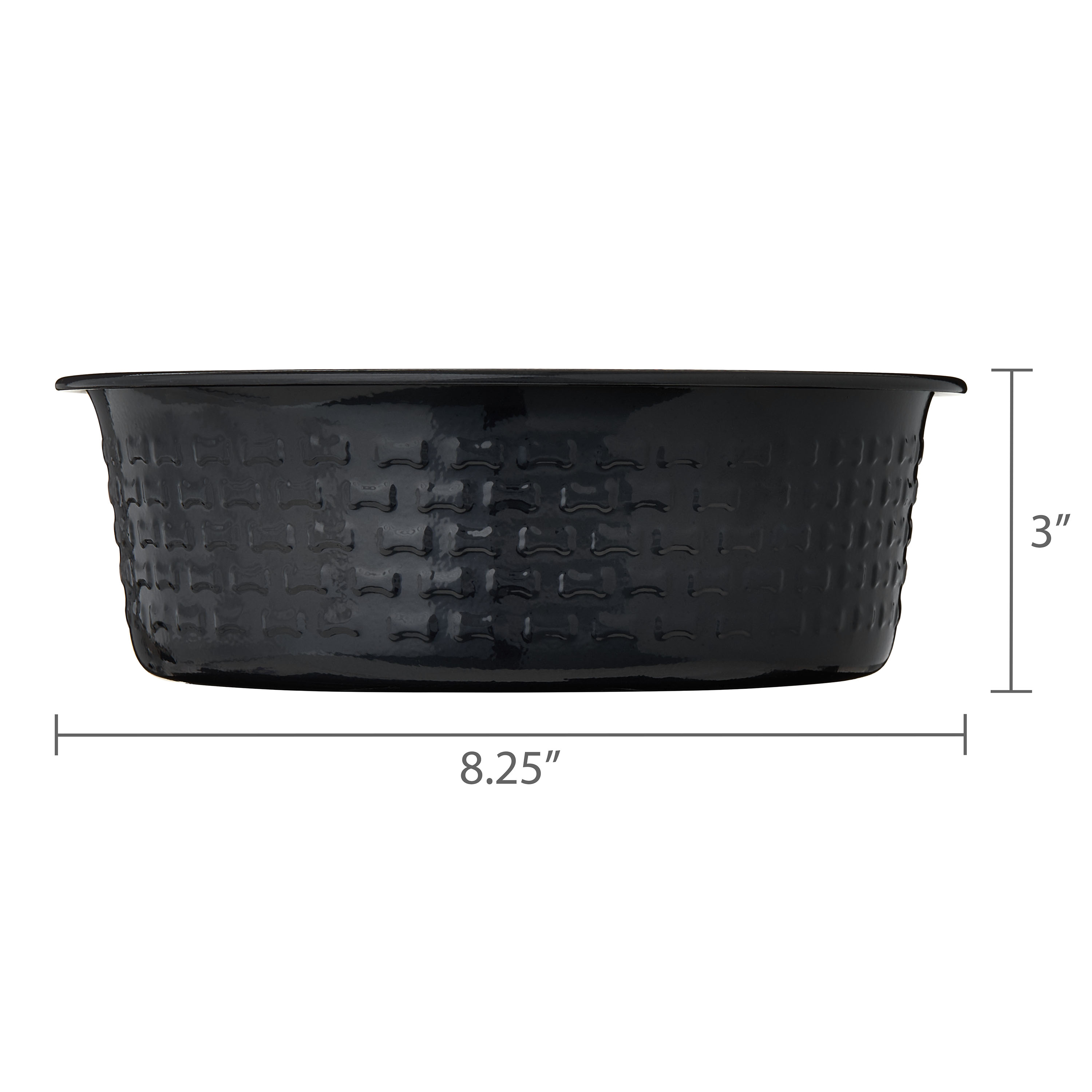 Vibrant Life Large Stainless Steel Embossed Dog Bowl, Black Bones