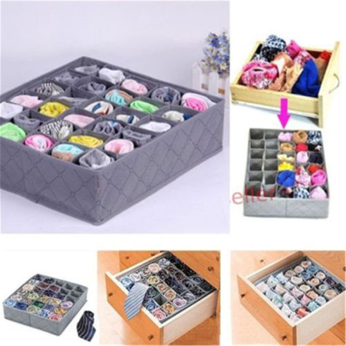 1PC 30 Cells Bamboo Charcoal Ties Socks Drawer Tie... – Grandado