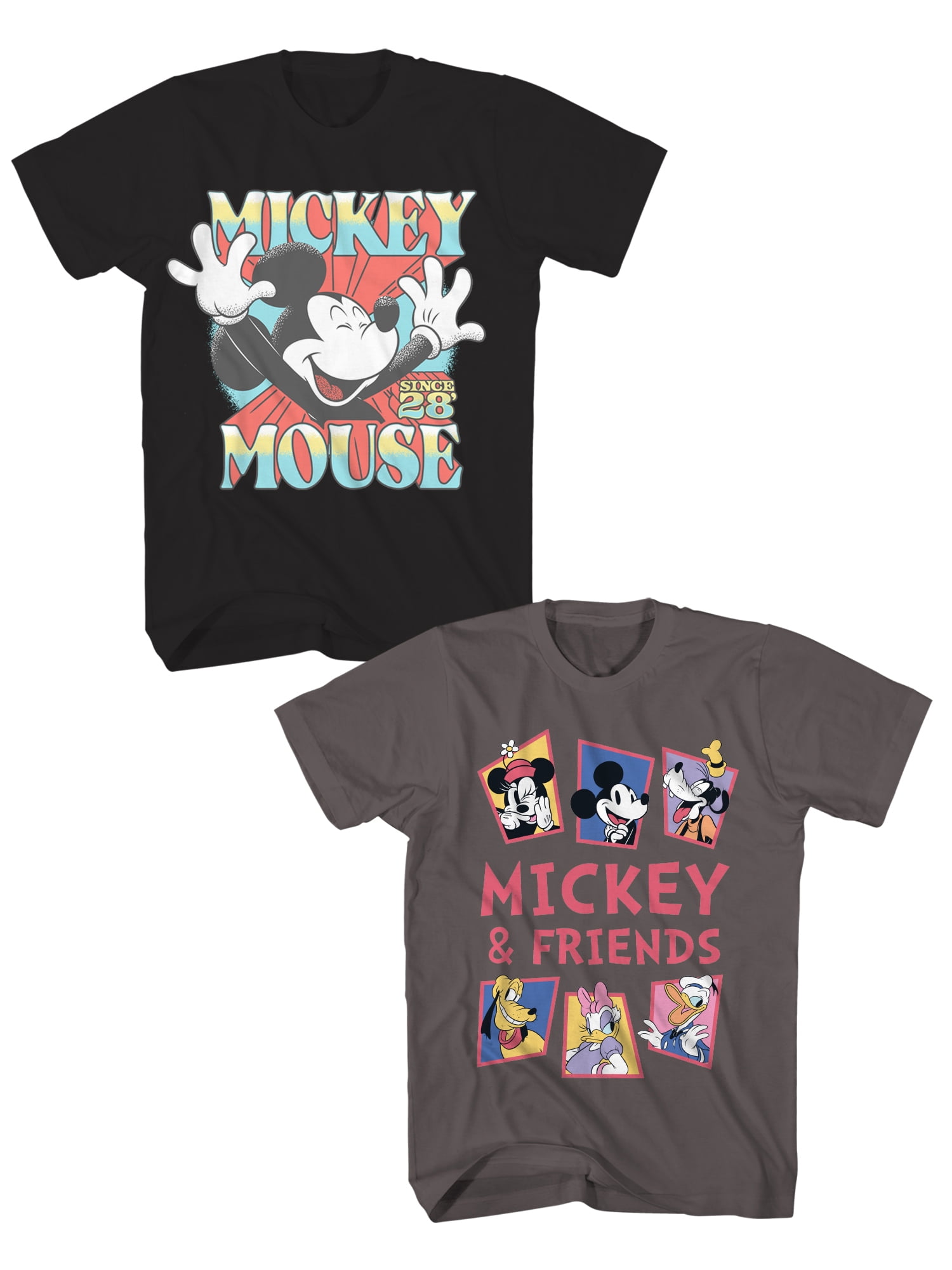 Disney Men's & Big Men's Mickey Mouse & Friends Graphic Tee Shirts, 2-Pack, Sizes S-3XL