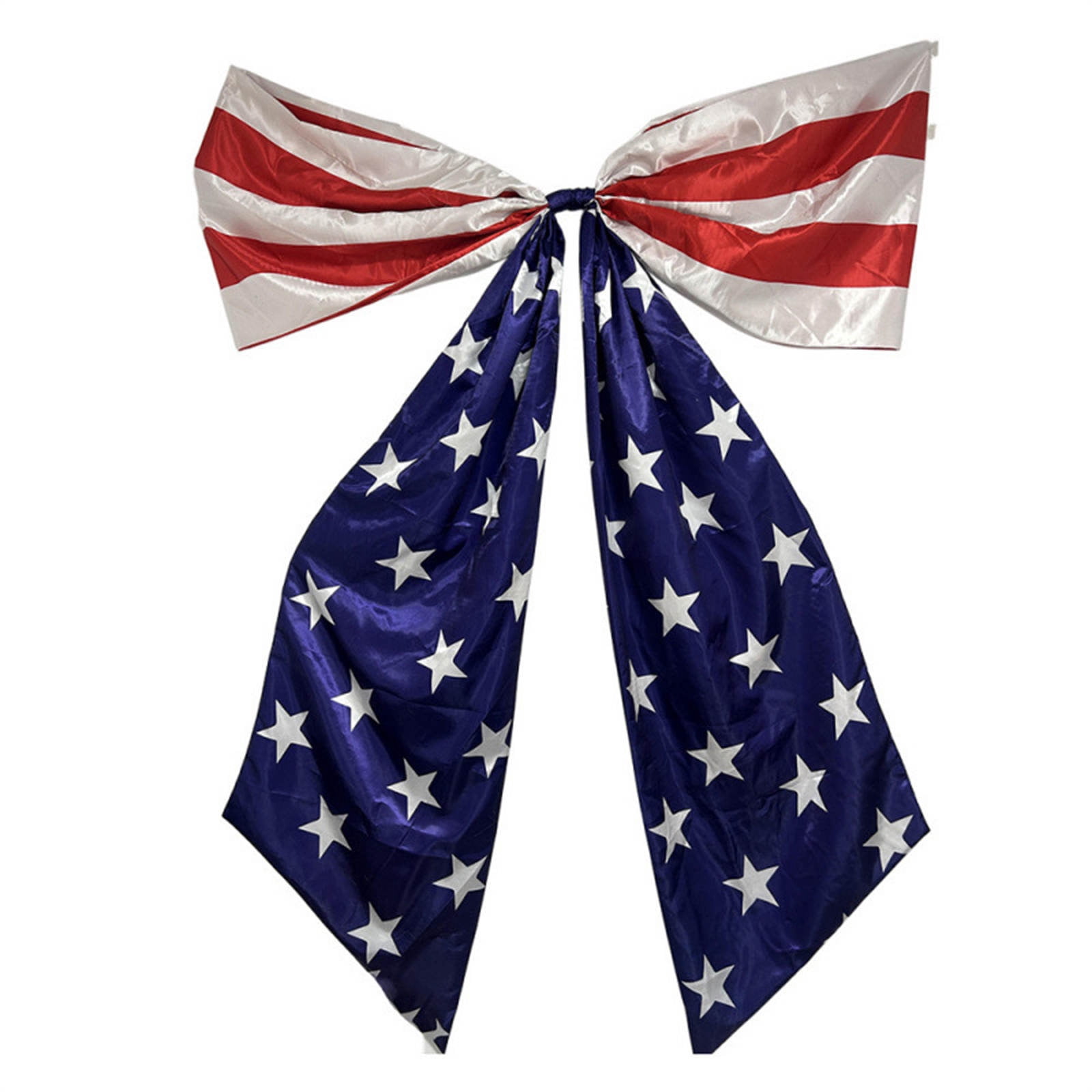 Stijggn Decorative Bow Patriotic Decorations Pre-Tied Patriotic Wired Ribbon Bow, Independence Day, Memorial Day, Tree Topper Bow for Front Door Outdoor Decoration