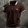 thumbnail image 3 of Homeyce Mens 4th Of July Polo Shirts 250th America Anniversary American Flag Golf Shirts Short Sleeve Independence Day Polo T-Shirts Button Up Patriotic Shirts,Brown M, 3 of 3