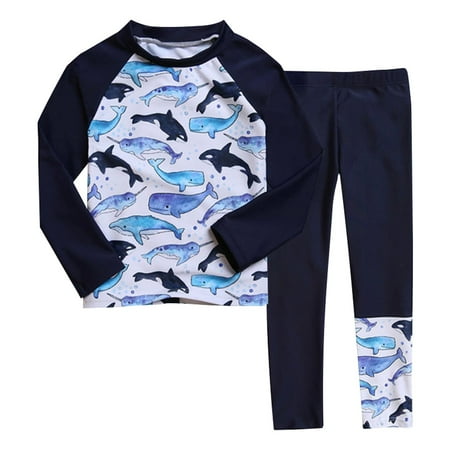 

Boys Swim Trunks Surf Long Sleeve Swim Shirts Long Pants Two Pieces Kids Swimsuits