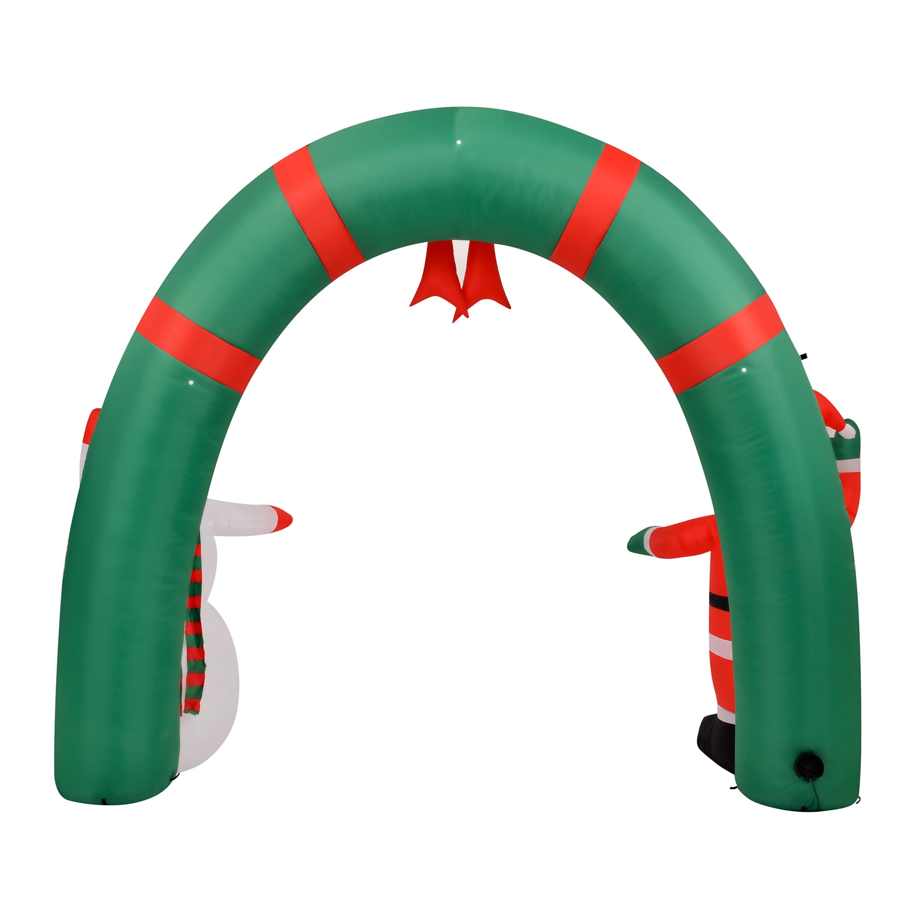 Fraser Hill Farm 8 ft Tall Walkway Arch w/ Santa Claus and Snowman, Outdoor Blow-Up Christmas Inflatable w/ Lights and Storage Bag, FHFXMASARCH081-L