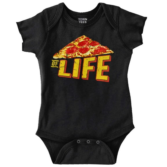 Funny Pizza Slice of Life Joke Romper Boys or Girls Infant Baby Brisco Brands NB