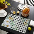 thumbnail image 3 of Spring Floral Placemats Set of 8, Daisy Eucalyptus Leaves Black White Plaid Placemats for Dining Table, Place Mats for Kitchen Tabletop, Waterproof Wipeable Dining Table Mats Set, 3 of 9