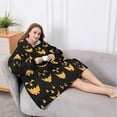 thumbnail image 5 of Oversized Wearable Blanket Hoodie,Black Halloween Pumpkin Faces Sherpa Blanket Hoodie with Super Pockets,Super Warm Fuzzy Pullover for Women & Men, 5 of 6