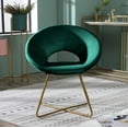 thumbnail image 5 of Roundhill Furniture Slatina Silky Velvet Upholstered Accent Chair with Gold Tone Finished Base, Green, 5 of 9
